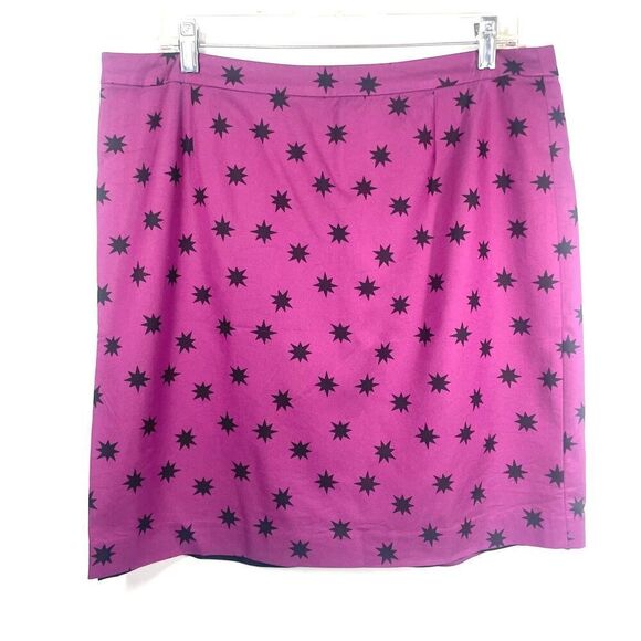 Halogen Anthropologie Purple Sunburst Stars Mini Pencil Skirt Women Size 14 Larg - Picture 1 of 3